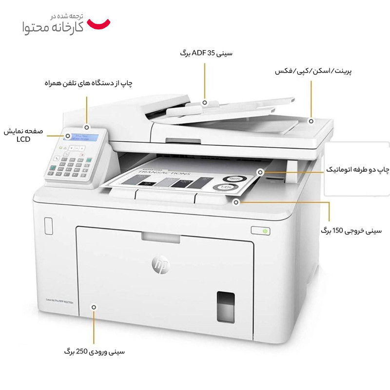 پرینتر چندکاره لیزری اچ پی مدل LaserJet Pro MFP M227fdn