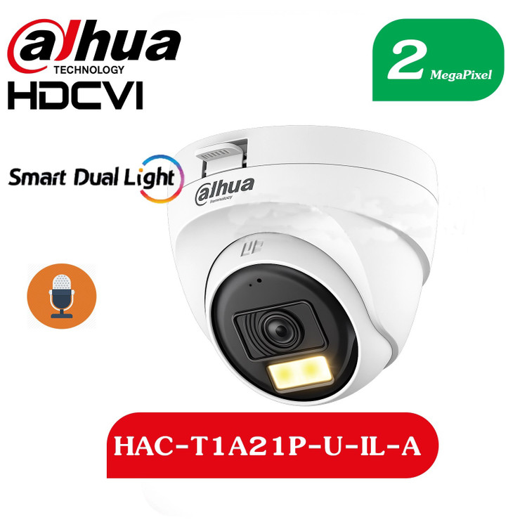 دوربین مداربسته داهوا HAC-T1A21P-U-IL-A | دید در شب رنگی + میکروفن داخلی