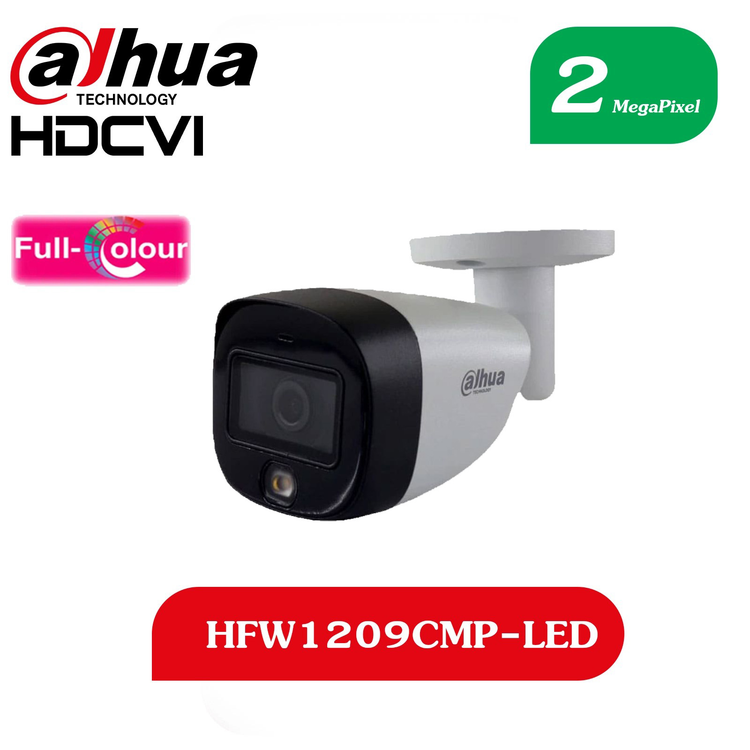 دوربین DH-HAC-HFW1209CMP-LED بالت 2 مگاپیکسل برند داهوا | دید در شب تمام رنگی + بدنه فلزی