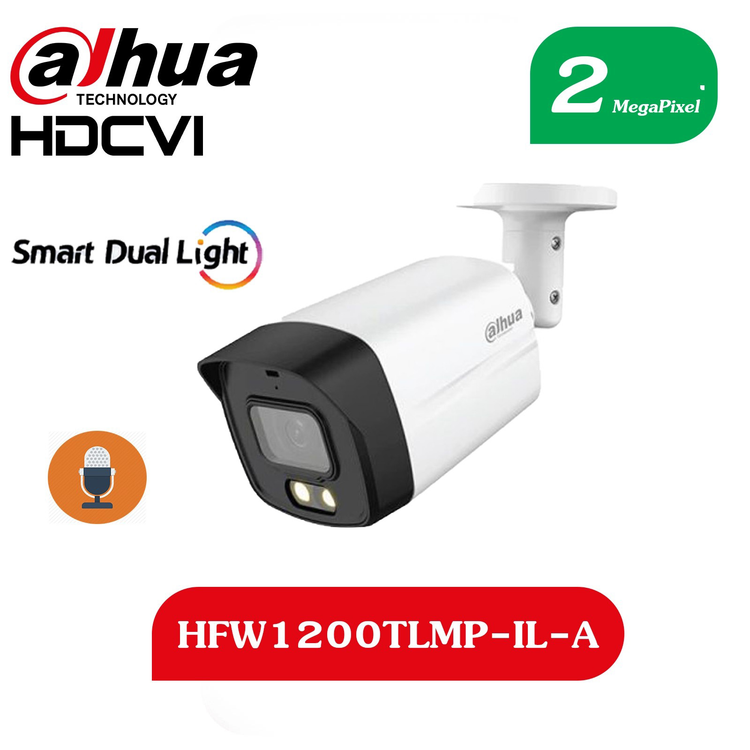 دوربین بالت 2 مگاپیکسل HFW1200TLMP-IL-A برند داهوا | دید در شب رنگی هوشمند – میکروفن – ضد آب