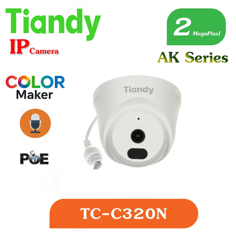 دوربین دام AK تحت شبکه 2 مگاپیکسل TC-C320N برند تیاندی | دید در شب رنگی + میکروفن